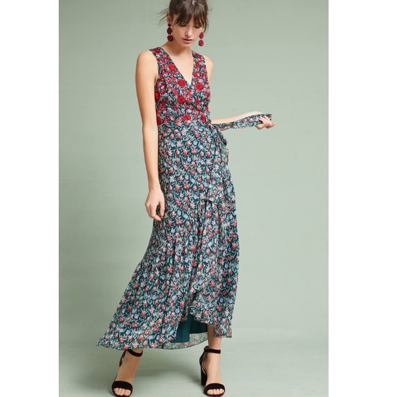 Anthropologie Dresses & Skirts - Rare Anthropologie Beaded Wrap Dress L Anthropologie Dresses & Skirts - Rare Anthropologie Beaded Wrap Dress L